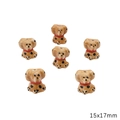 Hand-painted 15x17mm ceramic puppy dog loose beads in tan with black spots - Coffee Dull Puppy Style (BCD030-26) / 1 Piece Pack