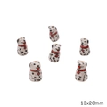 Ceramic dalmatian puppy beads with red collar for DIY jewelry making, 13x20mm set - Black And White Standing Puppy Style (BCD030-28) / 1 Piece Pack