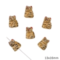 Handmade ceramic cat beads 13x16mm for DIY jewelry making in vintage beige finish - Yellow Cat Style (BCD030-15) / 1 Piece Pack