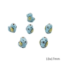 Blue ceramic puppy bead 13x17mm for DIY jewelry making handmade bracelet charm - Yellow Ear Dog Style (BCD030-30) / 1 Piece Pack