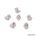 Hand-painted 13x17mm white puppy ceramic beads for DIY jewelry making and crafts - White Ear Dog Style (BCD030-31) / 1 Piece Pack