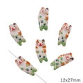 Hand-painted ceramic cat bead 12x27mm for DIY jewelry making and handmade bracelets - Coffee Fish Cat Style (BCD030-17) / 1 Piece Pack