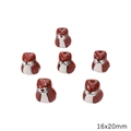 Hand-painted 16x20mm red panda ceramic bead for DIY jewelry and bracelet making - Red Coffee Fox Style (BCD030-35) / 1 Piece Pack