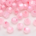 Pink faceted glass beads with iridescent finish for DIY handmade jewelry bracelets - Pink Iridescent Faceted