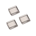 Set mit drei polierten Edelstahl-Charm-Gliedern für modulare DIY-Armbänder - Stahl Glatt / 1 Stück (Länge ca. 1cm)