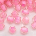 Pink faceted beads with double-layer effect and central hole for DIY jewelry making - Bright Pink Frosted Core Transparent Faceted