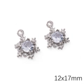 Silver snowflake zircon charm pendants in 12x17mm size for DIY jewelry making - Snowflake Style (03) / 1 Piece / Silver