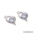 Silver alloy heart-shaped pendants with zircon inlay for jewelry making 11x21mm - Flowing Heart Style (11x21mm) (1 Piece/Pack)