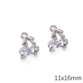 Silver cherry pendants with white cubic zirconia stones for DIY jewelry 11x16mm - Small Cherry Style (06) / 1 Piece / Silver