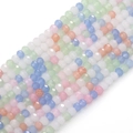 Perles facettées en verre 3mm couleurs macarons comme bleu ciel et rose pour bijoux - Verger de Pêches au Printemps / 3mm 36cm/Mèche (env. 120 perles)