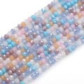 Perles en verre facettées 3mm aux couleurs macaron pour bijoux fait main - Bleu Poudré Menthe / 3mm 36cm/Mèche (env. 120 perles)