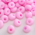 Pastel pink donut-shaped silicone spacer beads for DIY jewelry and crafts making - Light Pink Matte Flat Round Spacer Bead
