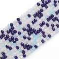 Perles en verre facettées 3mm blanc, bleu marine et bleu clair pour bijoux DIY - Journée Ensoleillée Bleu Ciel / 3mm 36cm/Mèche (env. 120 perles)