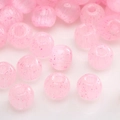 Pink striped iridescent beads with glitter for DIY handmade jewelry and necklaces - Pink Striped Glitter Round Bead