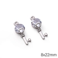 Ασημένιο μενταγιόν κλειδί με ζιργκόν, 8x22mm για χειροποίητα κοσμήματα DIY - Στυλ Κλειδί Καρδιά (8x22mm) (1 Τεμάχιο/Συσκευασία)