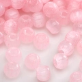 Pink translucent acrylic beads with vertical ribs and red glitter for DIY jewelry making - Light Pink Striped Glitter Translucent Bead