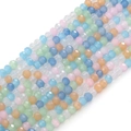 Perles facettées en verre 3mm couleurs pastel Morandi pour création bijoux et colliers - Couleur macaron / 3mm 36cm/Mèche (env. 120 perles)