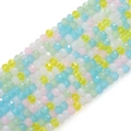 Mélange de perles en verre facetté de 3mm aux tons pastel pour création de bijoux - Brise de Jasmin Blanc / 3mm 36cm/Mèche (env. 120 perles)