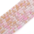 Perles en verre facettées de 3mm en rose et champagne pour création de bijoux - Visage de Fleur de Pêcher / 3mm 36cm/Mèche (env. 120 perles)