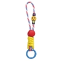 Handgefertigter Schlüsselanhänger mit bunten Blöcken und gelbem Smiley in Blau Weiß Rot - #06 Stil (Ca. 14cm)