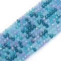 Perles en verre facetté 3mm aux tons bleu et violet pour la création de bijoux DIY - Cœur de l'Océan de Nuages / 3mm 36cm/Mèche (env. 120 perles)