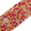 Perles en verre facettées 3mm multicolores pour bijoux DIY en tons rouge et or - Thème Fleur de Prunier / 3mm 36cm/Mèche (env. 120 perles)