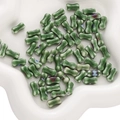 Green bone-shaped ceramic beads with glossy glaze for DIY handmade jewelry crafting - Green