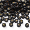 Perles en acrylique noir avec lettre Y dorée pour création de bijoux DIY et de bracelets - Lettre Y / 4x7mm (50 Pièces/Paquet) / Noir avec texte doré