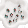 Set di 10 perle di vetro albero di Natale per gioielli fai da te da 14x16mm - Stile 13 Bastoncino di Zucchero