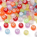 Colorful acrylic alphabet beads with white letter D for DIY bracelet making - 4x7mm Hole Approx 1mm 100 Pieces/Pack / Bright Color White Letter D
