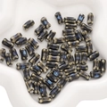Handmade ceramic bone beads in dark brown with blue kiln-glaze texture for DIY jewelry - Black and Blue