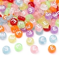 Colorful acrylic alphabet letter E beads for DIY bracelets and jewelry making - 4x7mm Hole Approx 1mm 100 Pieces/Pack / Colorful White Letter E