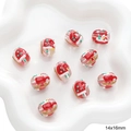 Perle natalizie in vetro 14x16mm con motivi Babbo Natale e renne per gioielli fai da te - Stile 16 Cappello di Natale