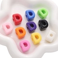 Colorful acrylic letter D large hole beads for DIY handmade bracelets and keychains - Letter D / 10 Pieces Pack / Random Mixed Colors