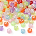 Colorful round acrylic alphabet beads with white printed letters for DIY jewelry making - 4x7mm Hole Approx 1mm 100 Pieces/Pack / Colorful White Letter O