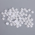 8mm white half round ABS faux pearl beads with flat back for DIY hair bow crafts - 8mm (Approx. 200 Pieces/Pack) / Pure White