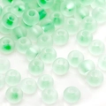 Flat round light green frosted glass beads for DIY jewelry making and bead crafts - Frosted Light Green Round (#01)