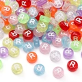 Colorful mixed acrylic flat round alphabet beads with letter R for DIY bracelets - 4x7mm Hole Approx 1mm 100 Pieces/Pack / Colorful White Letter R