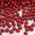 Flat round red glass seed beads with marbled texture for DIY jewelry making - Flat Round Red Textured Beads (#05)