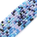 Multi-color 2mm square faceted glass beads for DIY jewelry making in blue and purple tones - Sky Blue Mixed / 2mm (45cm/Strand approx. 180 Pcs)