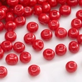 Vibrant red round glass seed beads with center hole for DIY jewelry making and crafts - Bright Red Polished Round Beads (#06)