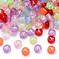 Translucent colorful acrylic round beads with white letter Y for DIY jewelry making - 4x7mm Hole Approx 1mm 100 Pieces/Pack / Colorful White Letter Y