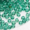 Transparent green glass beads with marble texture for DIY jewelry making and crafts - Transparent Emerald Round (#10)