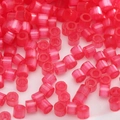 Polished magenta cylindrical glass beads with vertical texture for DIY jewelry making - Rose Red Cylindrical Tube Beads (#15)