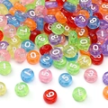 Colorful transparent acrylic number beads for DIY jewelry making with numbers zero to nine - 4x7mm Hole Approx 1mm 100 Pieces/Pack / Mixed Numbers
