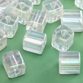Irridescent cube glass beads with aurora finish for DIY handmade jewelry crafts - Aurora Cube
