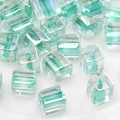 Iridescent mint green cube glass beads with AB coating for DIY jewelry making crafts - AB Coated Mint Green Cubic (#13)