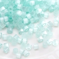 Translucent mint green cylindrical glass seed beads for DIY handmade jewelry crafts - Mint Green Translucent Tube Beads (#14)