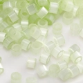 Translucent light green cylinder glass beads with vertical texture for DIY jewelry - Light Green Translucent Tube Beads (#15)
