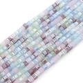 Macaron multi-color 2mm square faceted glass beads with rainbow finish for DIY jewelry - Broken Ice Blue / 2mm (45cm/Strand approx. 180 Pcs)